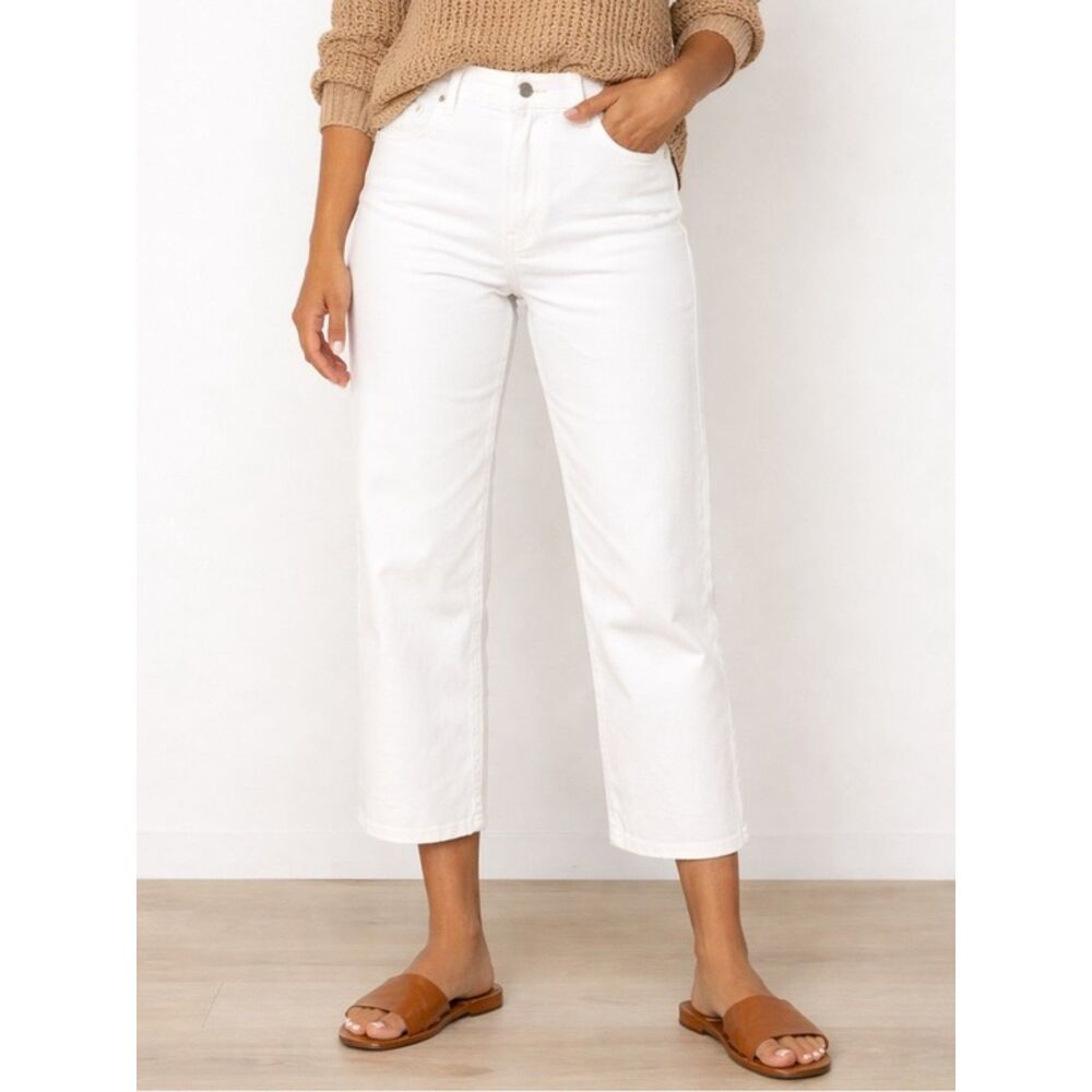 Brooks Brothers 1818 White Straight Leg Cropped Jeans Classic Preppy Denim Sz 4